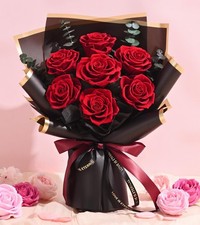 7 PCS Red Preserved Flowers Roses Bouquet Forever Delivery Birthday Gifts