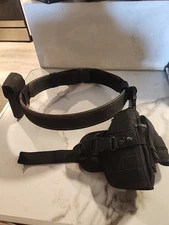 Medium Black Nylon Belt W/ ITW Nexus Fastex SR2 Fastener W/ Hip / Thigh Holster