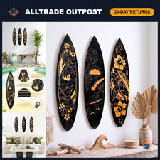 3 Pcs Surfboard Wall Art 23.6" x 5.2" Tropical Beach Decor, Polynesian Style