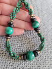 Vintage Malachite Beaded Necklace - Gemstone Necklace with Brass Bead Spacers — photo 10