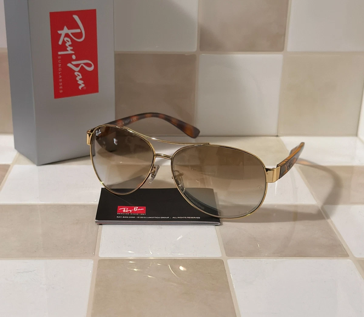Ray-Ban RB3386 Arista Aviator Sunglasses in Gold and Tortoiseshell Ray-Ban RB3386 001/13 63M Arista/Brown Gradient Sunglasses  main image 2