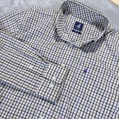 Johnnie-O Mens Plaid Long Sleeve Button Down Shirt Viola Purple JMWL2870 Medium