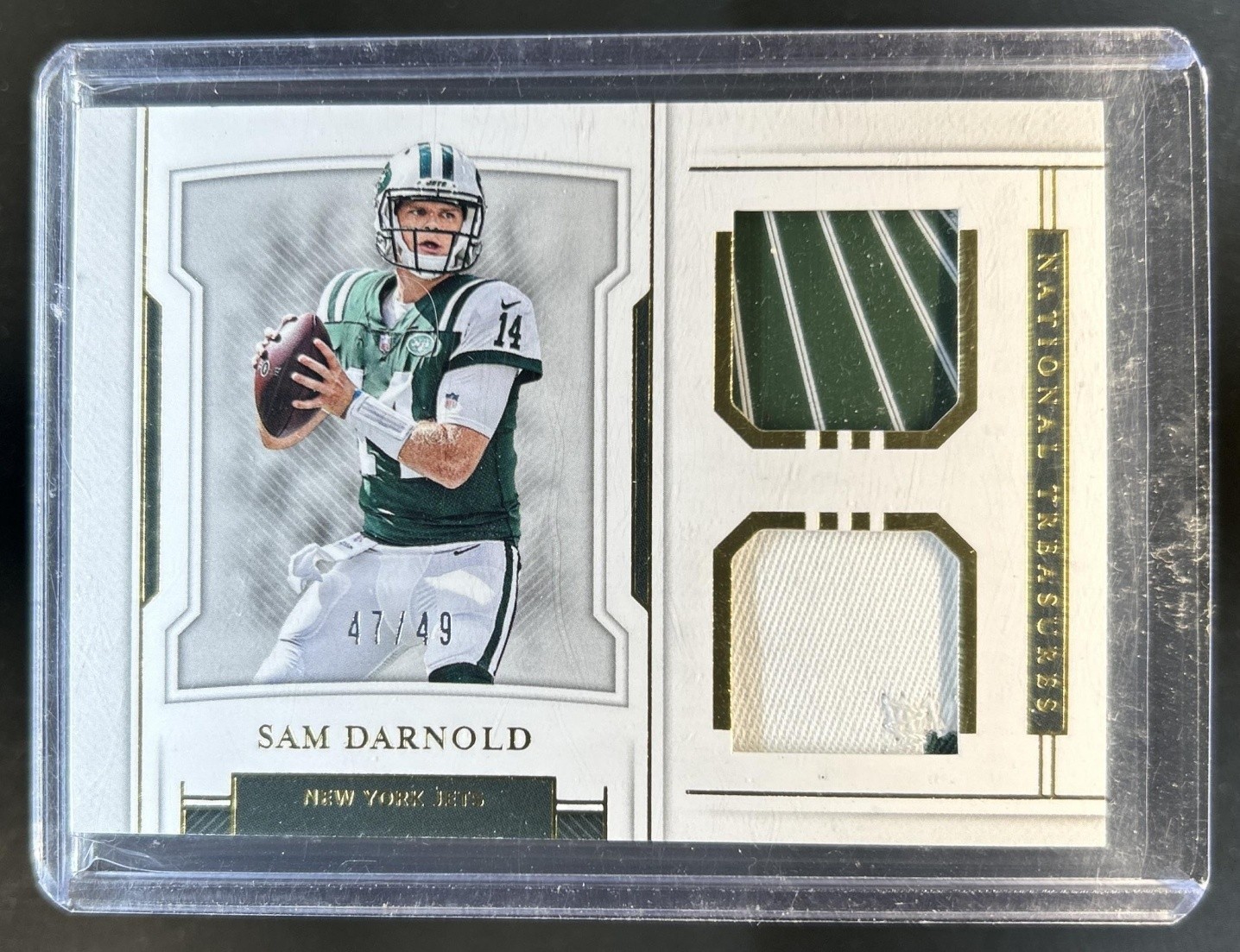Sam Darnold Panini National Treasures Rookie Dual Materials #RDM2 Gold