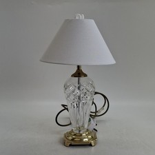 Waterford Windsor Crystal & Brass Table Lamp White Shade PAT tested 42 cm Height