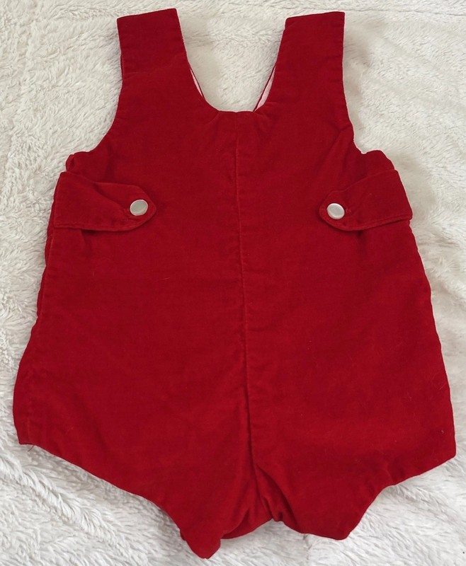 Vintage C.I.Castro&Co Red Velvet 1-piece Baby Romper "Jon Jon" 18 Months