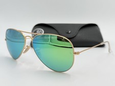 Ray Ban AVIATOR RB3025 112/P9 58mm GREEN Flash POLARIZED /Gold AUTHENTIC ITALY