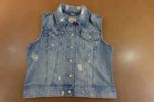 Levi's Womens Size Large Relaxed Fit Medium Wash Distressed Denim Trucker Vest