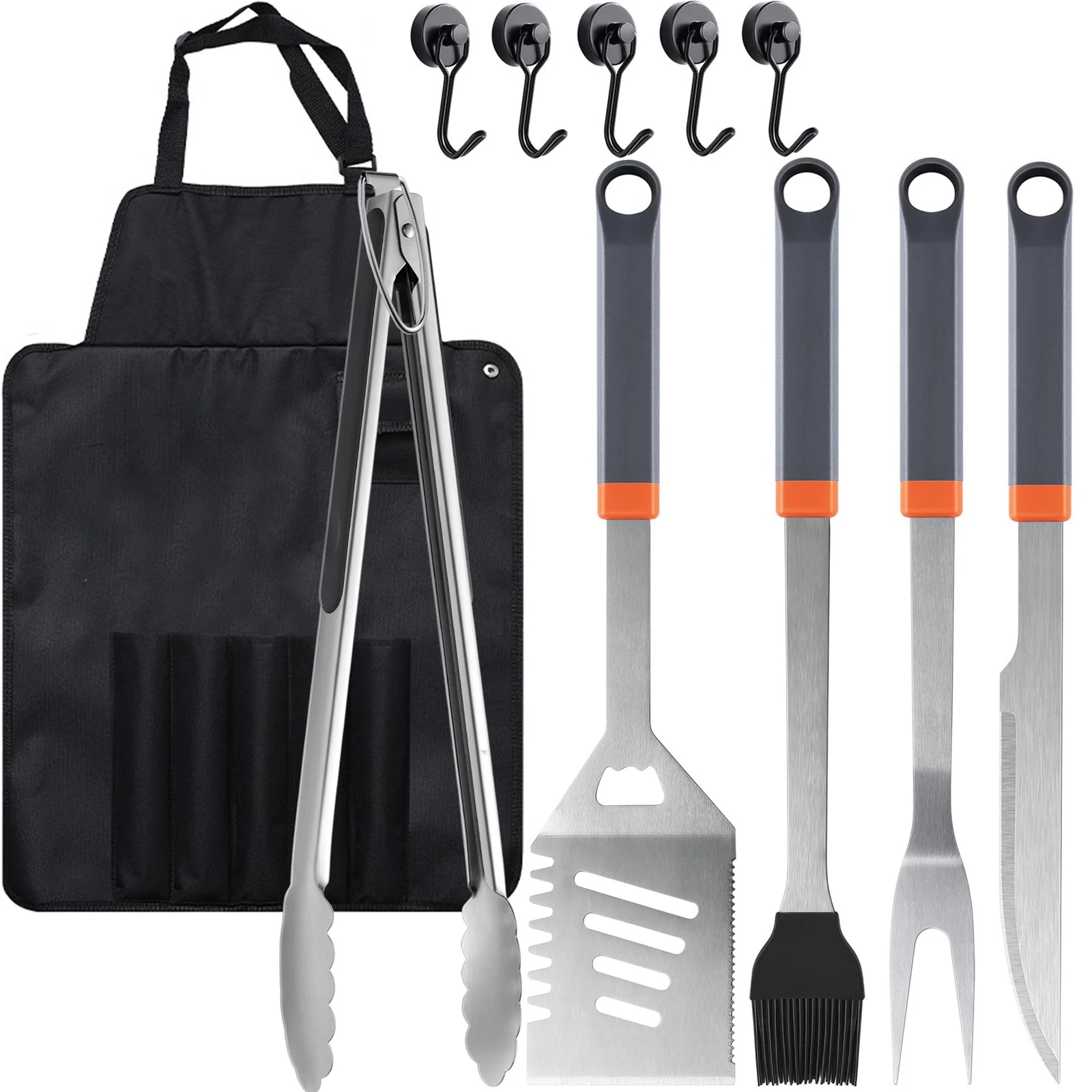 11-Piece Grill Tools Set, BBQ Grilling Accessories with Tongs & Spatua, Stain...