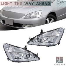 For Honda Accord Sedancoupe 2003-2007 Chrome Halogen Headlights Headlamp Pair
