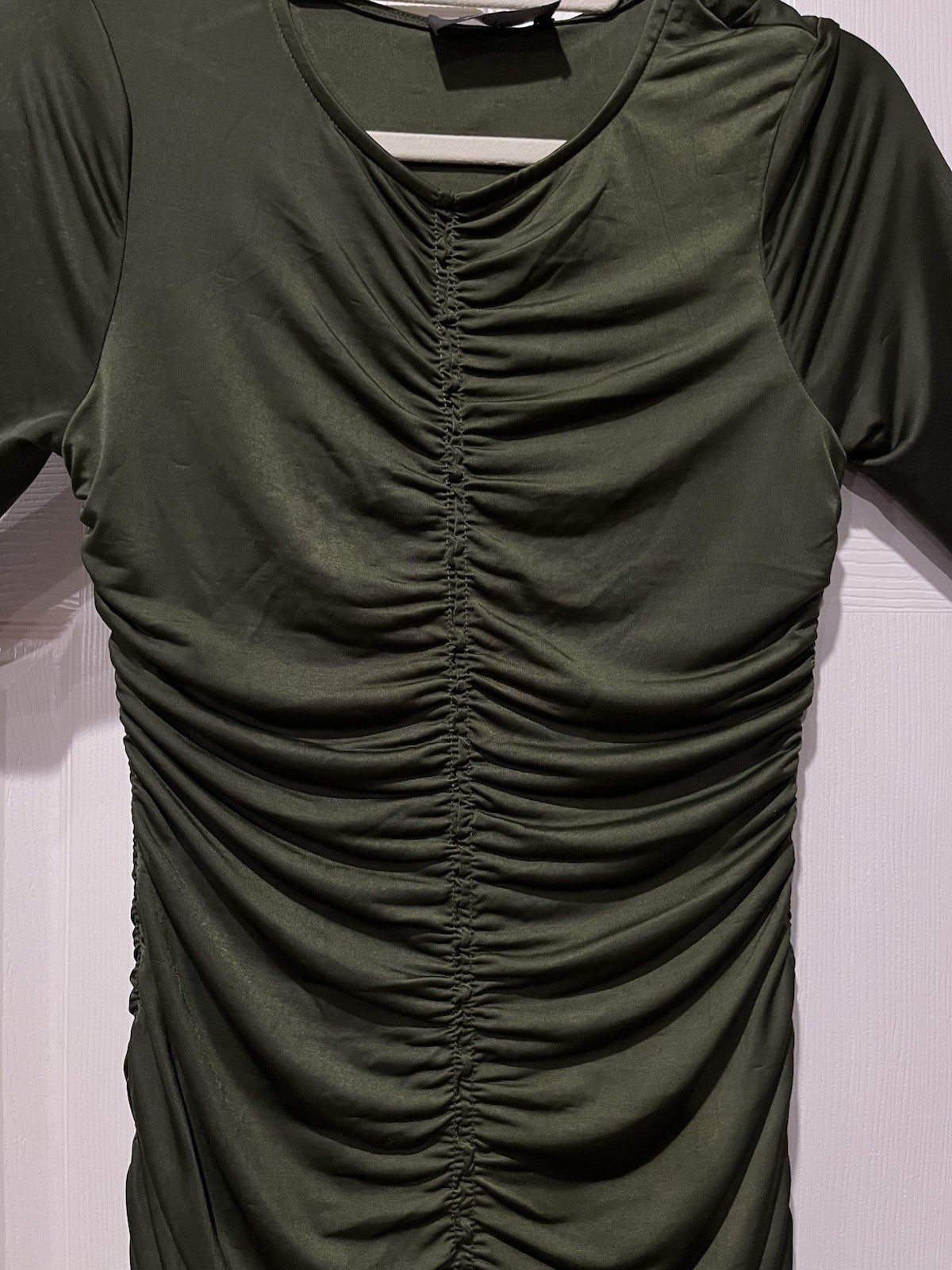 Maxi Rouched Body Con Dress Women S Olive Green Fairy Mermaid Goth Witchy