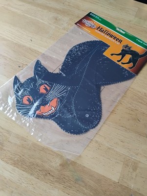 Beistle Vintage Retro Halloween Scratch Cat Die Cut Jointed Double Sided 20.5''