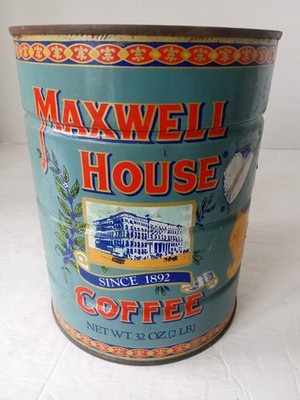 Vintage Maxwell House 2lb Coffee Can 80th Anniversary Tin 1972 Empty NO BAR CODE