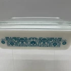 Vintage Pyrex Horizon Blue 503 Refrigerator Dish With Lid 1.5 Quart Chipped