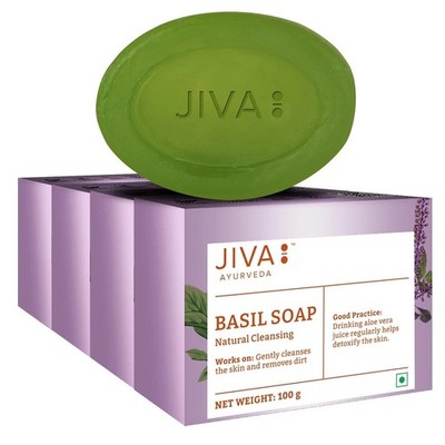 Basil Soap 100gm | Helps With Acne, Pimples, Rashes And Blemishes (Pack Of 4)