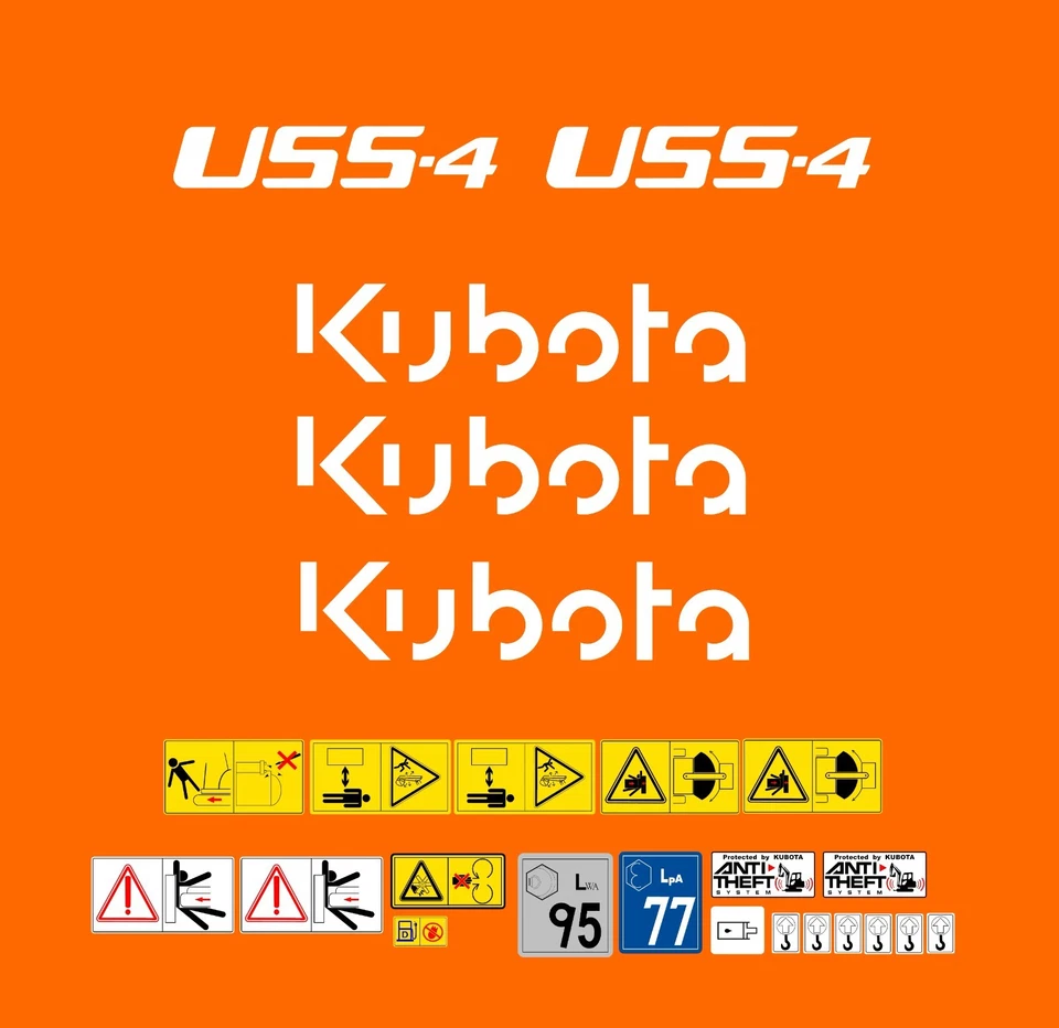 KUBOTA U55-4 MINI DIGGER DECAL STICKER SET WITH SAFETY WARNING SIGNS - image 1 of 1