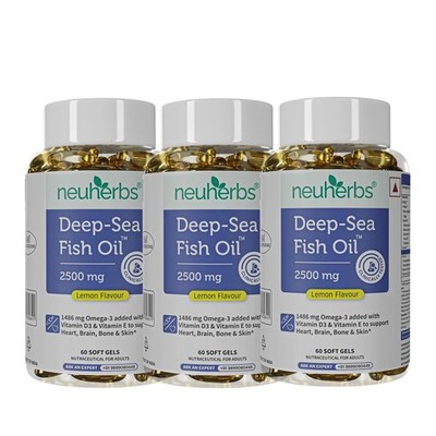 Deep Sea Omega 3 Fish Oil - Omega 3 Supplement Triple Strength 2500 Mg