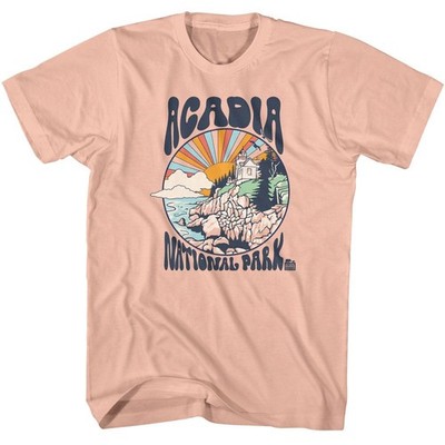 National Parks Acadia Colorful Sun Officially Licensed Adult Short Sleeve T-Shir