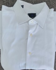 David Donahue Men's White Spread Collar Cotton Dress Shirt Size 18 X 34/35