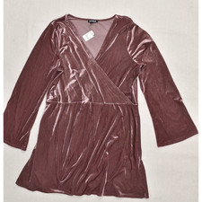 EXPRESS Women's Velvet Long Sleeve Fit & Flare Dress V Neck Size XL NEW