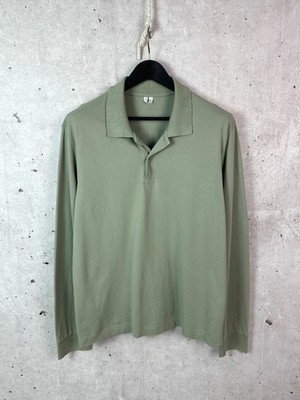 Arket Light Green Cotton Long Sleeve Men s Polo Size L