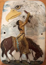 Vintage Native American Art Sculpture Bald Eagle Decorative Wall Hanging Piece