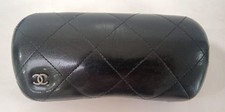 CHANEL Black Logo Quilted Hard Clamshell Sunglass Eyeglass Case FREE SHIPPING