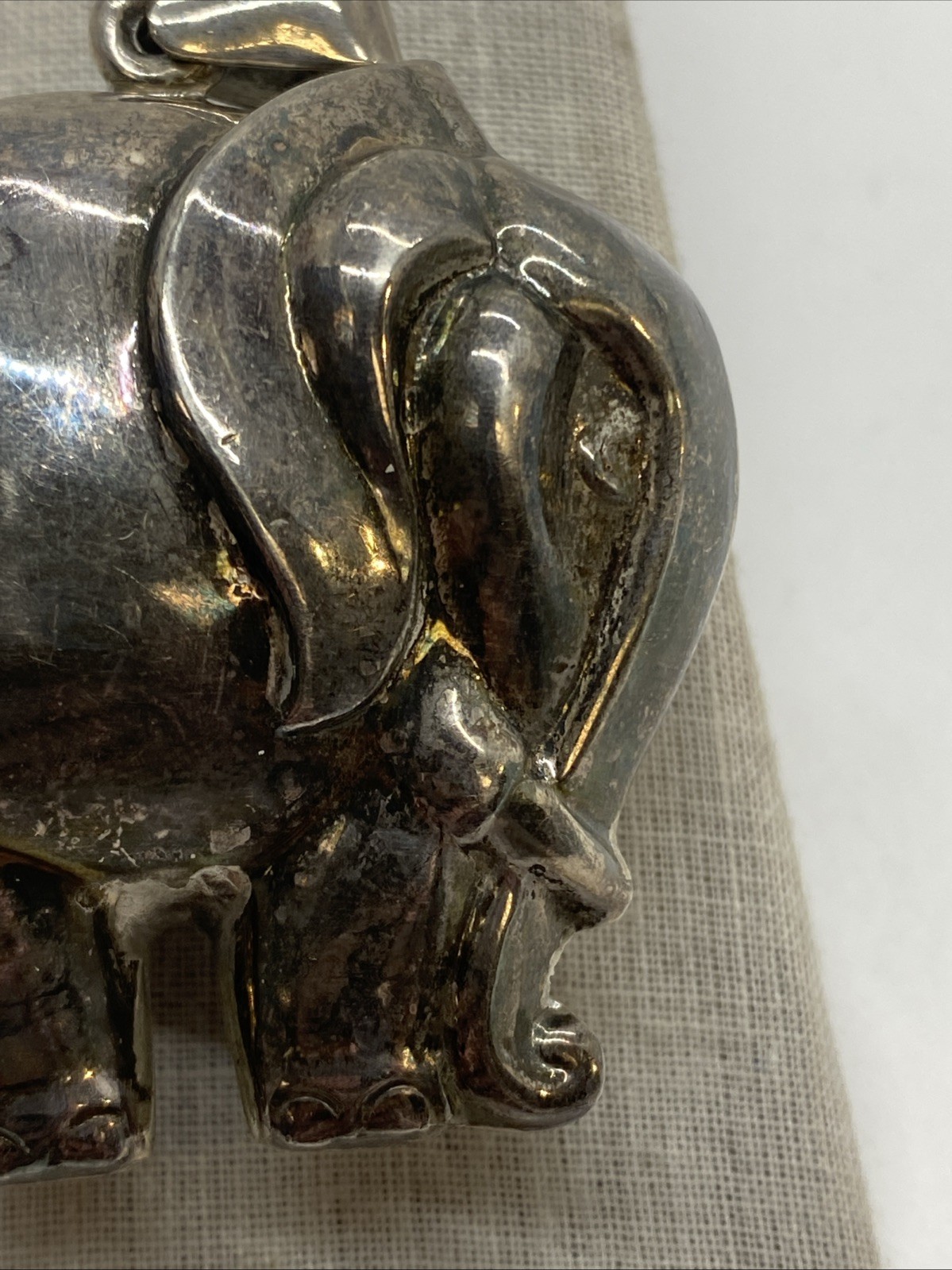 Solid Sterling Silver Double Sided 3D Elephant Pe… - image 2