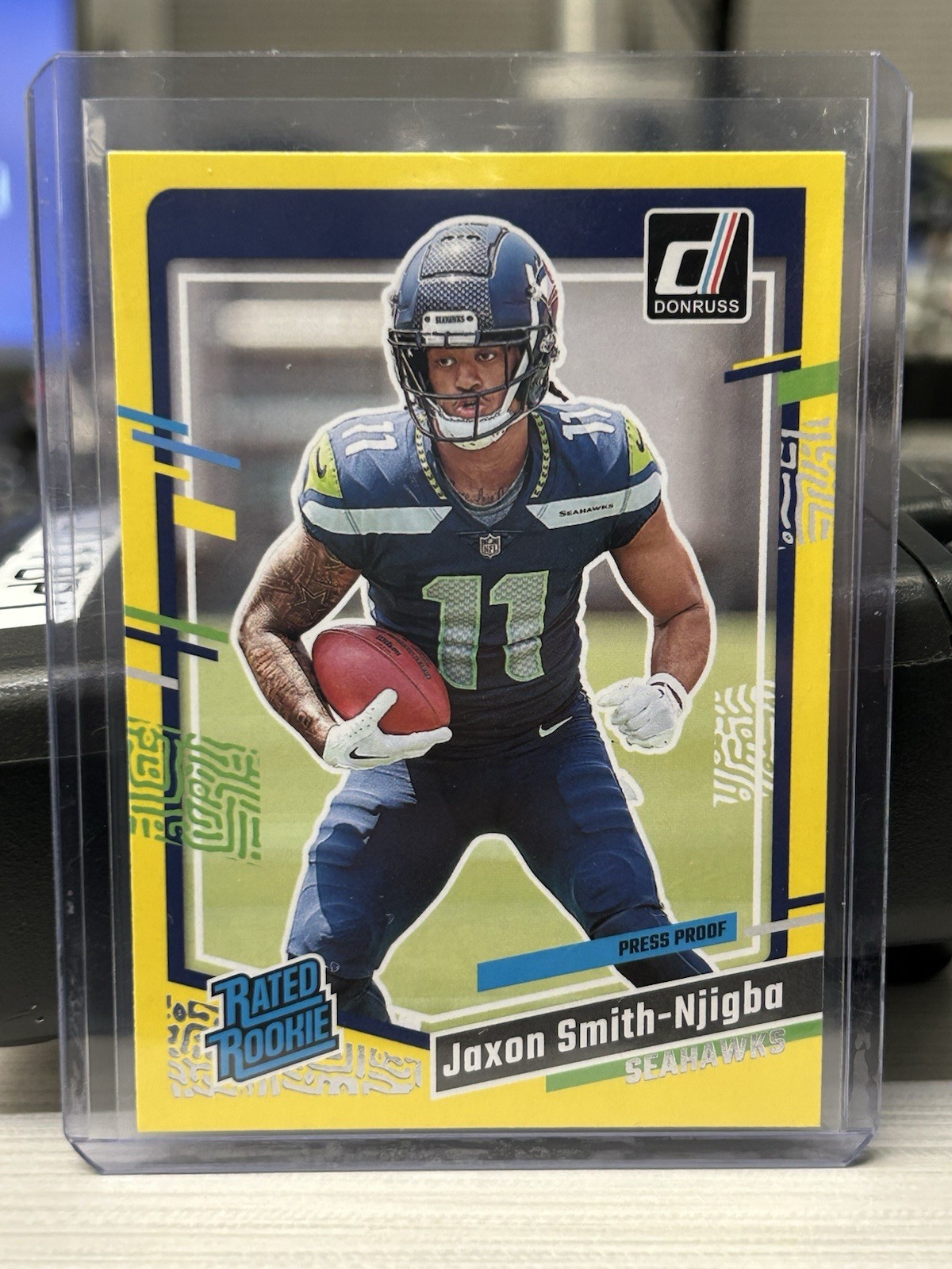 2023 Panini Donruss Rated Rookie Jaxon Smith-Njigba #390 Press Proof Yellow (RC)