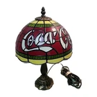Coca Cola Tiffany Style PLASTIC [Stained Glass Style Shade] Lamp 16” Vintage