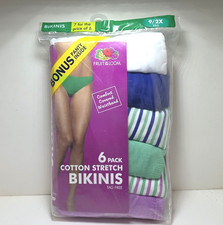 fruit of the loom women's assorted Cotton Stretch Bikini Tag Free Panties 9/2x