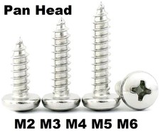 Pan Head M2 M3 M4 M5 M6 Silver Stainless Steel Wood Screws Self Tapping Phillips
