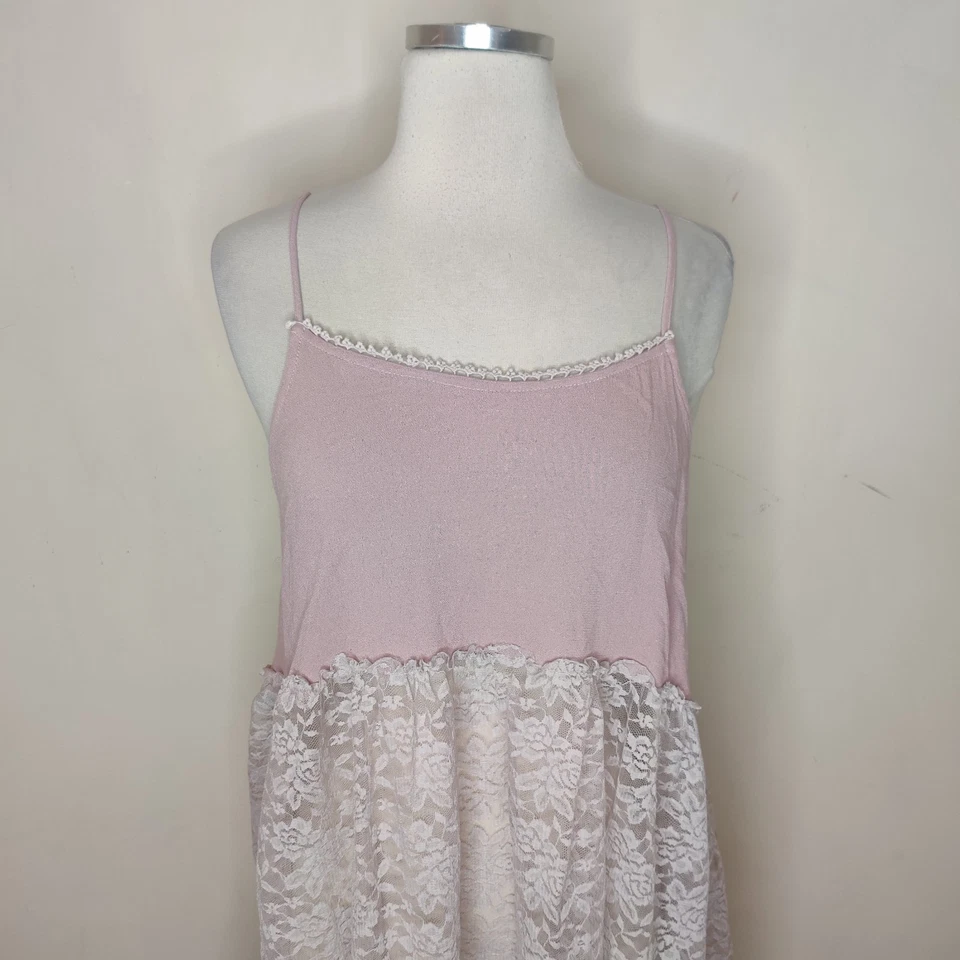 Camiseta sin mangas Babydoll de encaje caballete mini mediana para mujer rosa Y2K hada caprichosa Foto 2 de 4