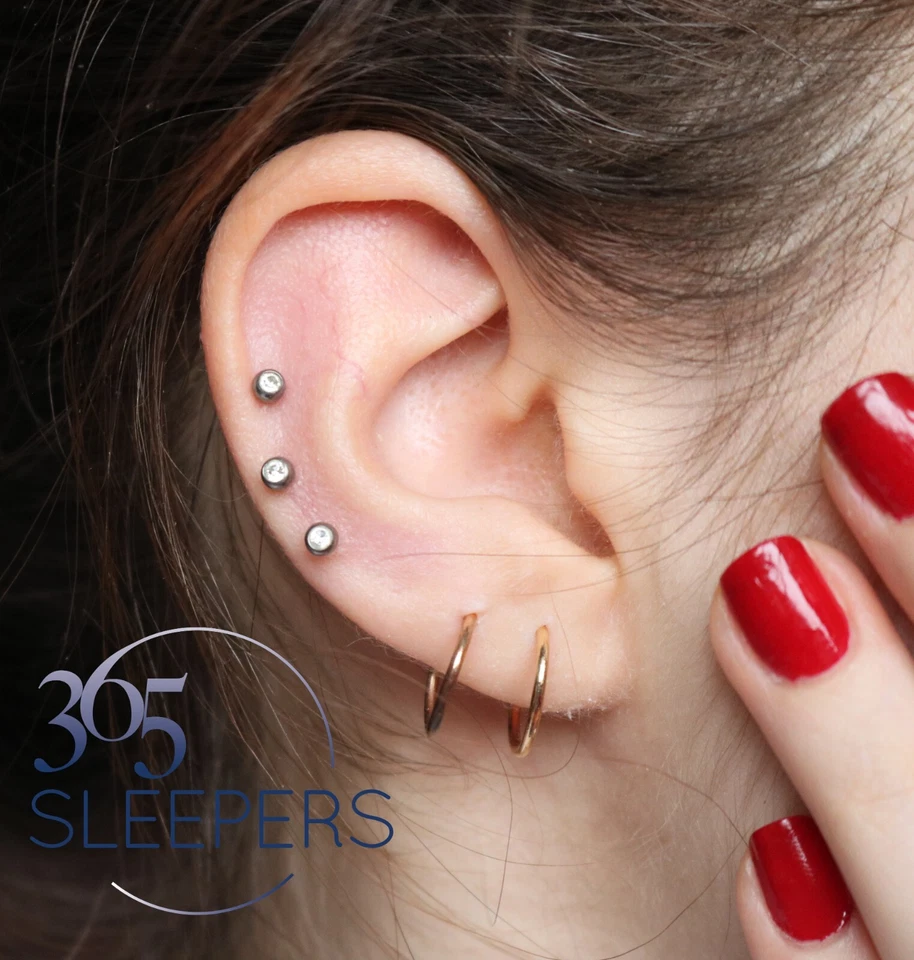 1 Pair 18G G23 Titanium Gem Piercing Ball Labret Monroe Tragus Ear Bar Nose Stud Foto 2 de 4