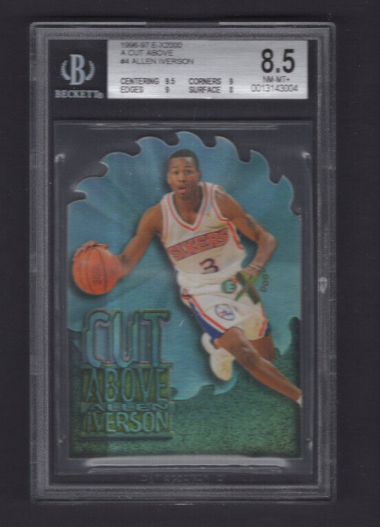 1996-97 SKYBOX E-X2000 A CUT ABOVE ROOKIE #4 ALLEN IVERSON BGS 8.5 SSP W/9,9.5