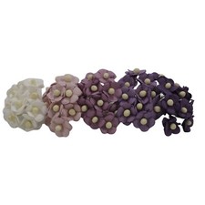1/4"or1cm MINI Cottage Mix Purple White Paper Flower Wedding Scrapbook S10xs/601