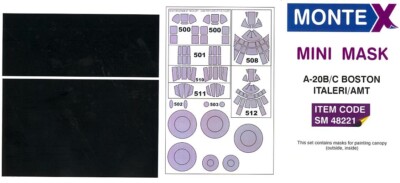 Montex 1/48 DOUGLAS A-20B/C BOSTON CANOPY PAINT MASK Italeri & AMT
