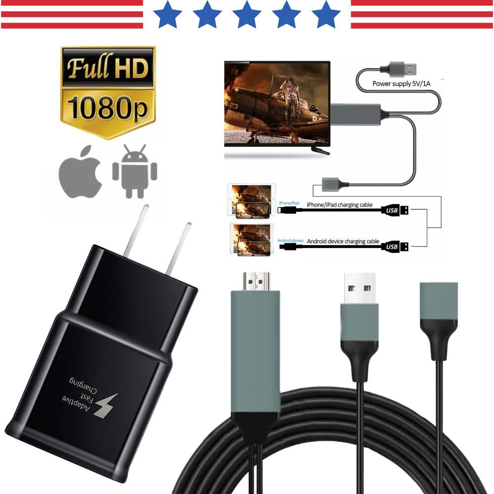 1080P HDMI Mirroring AV Cable For iPhone iPad Android Phone to TV