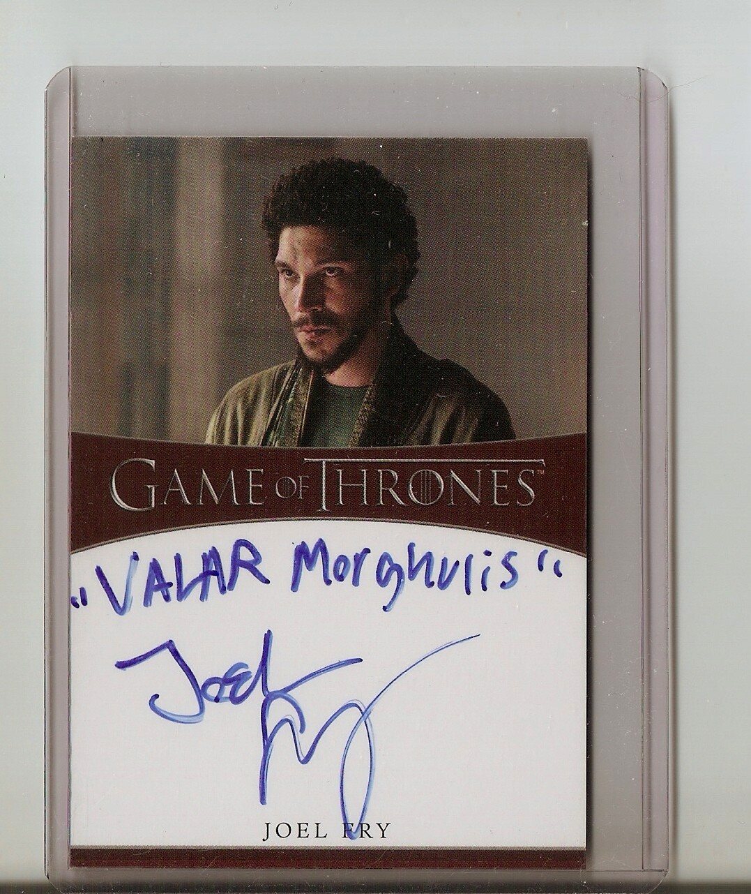 Joel Fry inscription "Valar Morghulis" autograph Game of Thrones card | eBay