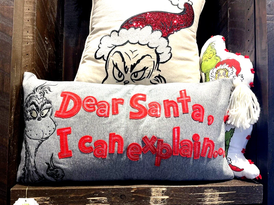 pottery barn GRINCH holiday Christmas Seuss pillow cover sham party Disney . - Image 2 of 4
