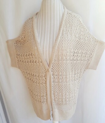 St John's Bay Women 1XL short sleeve beige beautiful knit tunic TA1-7