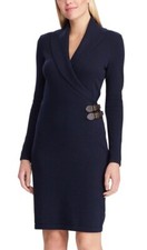 New Chaps Women's Shawl Collar Sweater Dress Navy Size XL