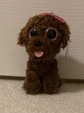 NWT Ty Beanie Boos Maddie 5.5  Puppy Dog Plush Stuffed Animal Brown Pink Bow