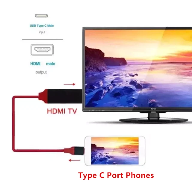 Cable de 6 pies tipo C USB-C a HDMI HDTV AV para Android Samsung Galaxy LG Foto 2 de 4