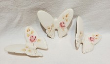 Wall Hanging Butterflies Lasting Products Inc Set Of 3 Porcelain USA Rose Cream