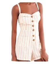 Urban Outfitters Billie StripedRomper Linen Blend Romper Sz SM