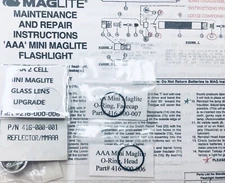 Genuine "AAA" 2 Cell  Mini Maglite Replacement Reflector and Glass Lens w/ Seals