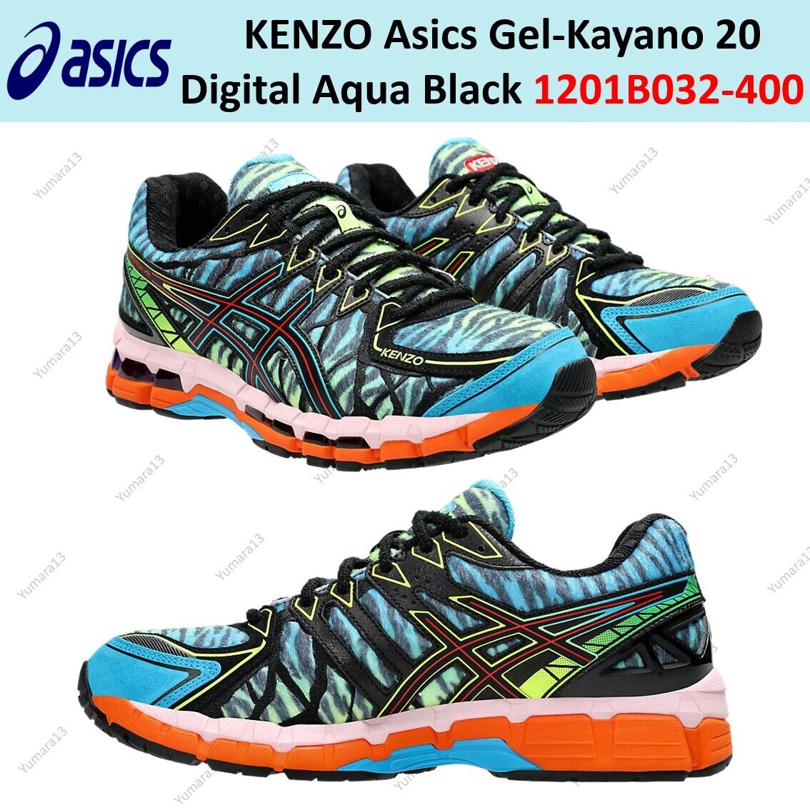 KENZO Asics Gel-Kayano 20 Digital Aqua Black 1201B032-400 KENZO Asics Gel-Kayano 20 Digital Aqua Black 1201B032-400