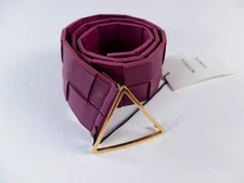 (NO CUSTOMS TAX) BOTTEGA VENETA pink intrecciato woven triangle belt Size 80
