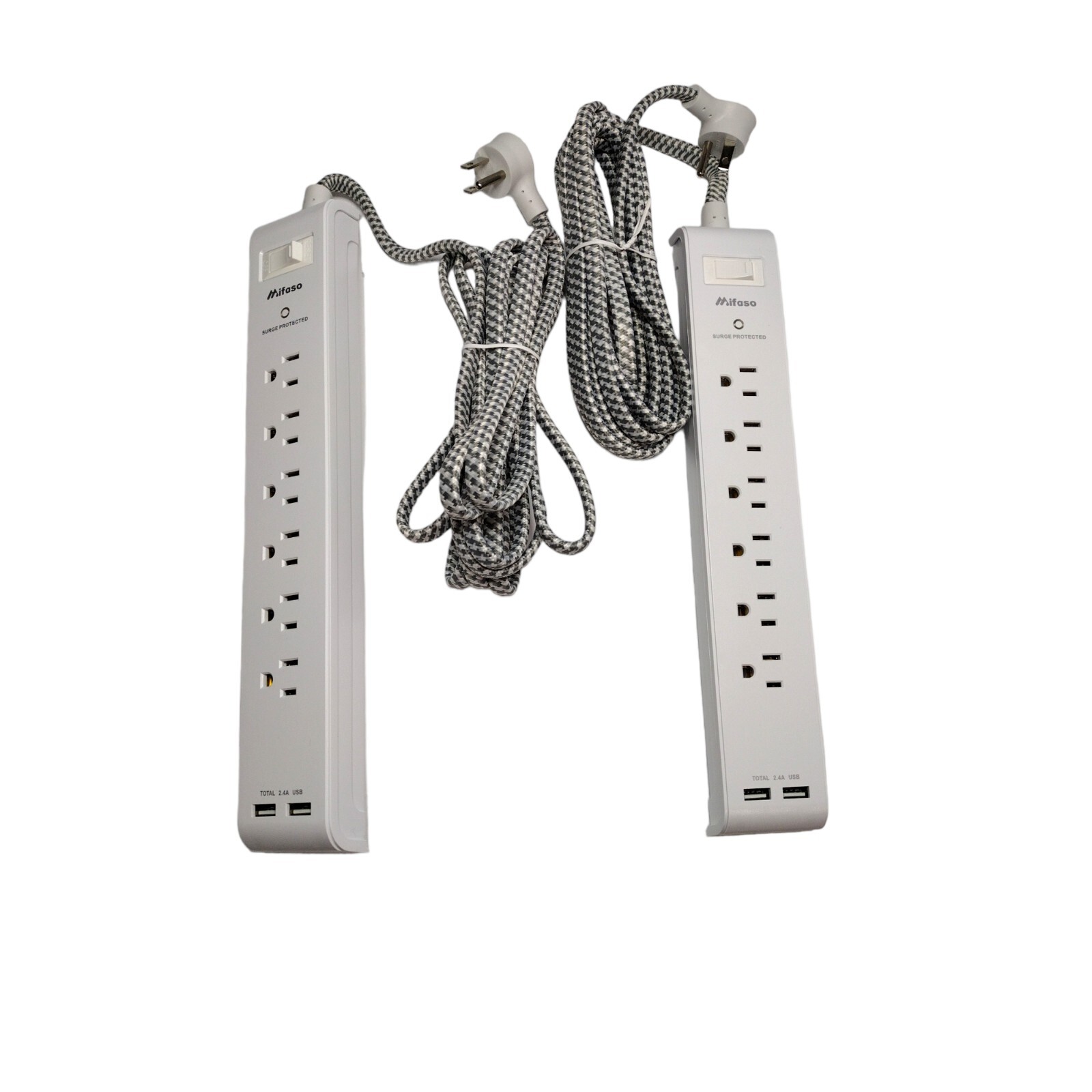 Protector Extension Cord POWER STRIP Surge  White 6 Outlets 2 USB Port By MIFASO-image