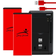 High Quality 2X 3100mAh Battery Quick Charger Date Cable f Alcatel Apprise 5002R